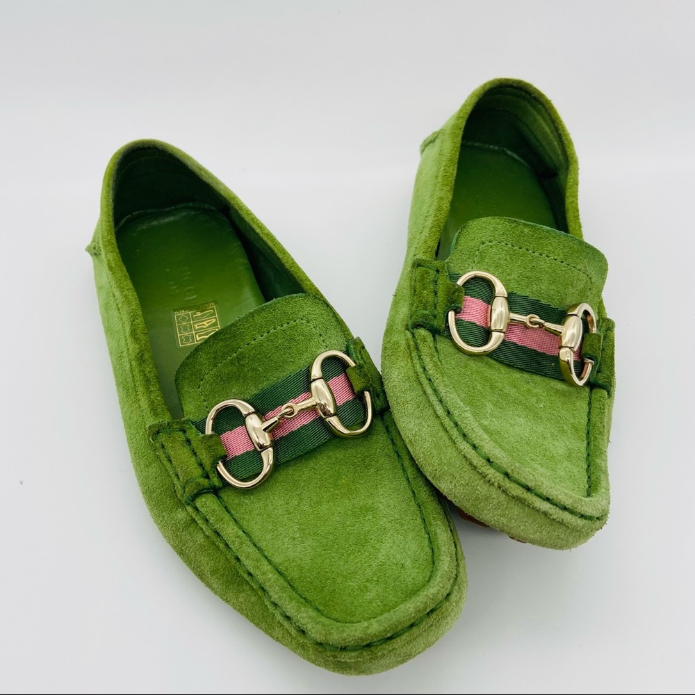 Gucci Green Suede Drivers Sz 6.5